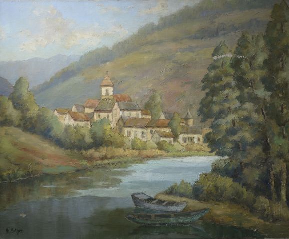 Null 马塞尔-毕尔格（1891-1976）。

山村。

左下角的布面油画。

高度：60厘米。60 cm - 宽度：73 cm