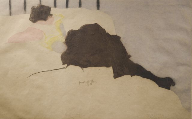 Null After Jacques VILLON (1875-1963).

Woman lying on her stomach on a bed with&hellip;