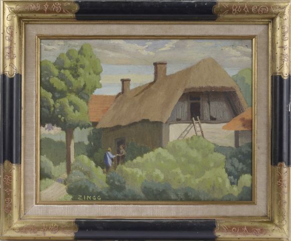 Null Jules Émile ZINGG (1882-1942).

Paysage à la chaumière.

Huile sur paneau s&hellip;