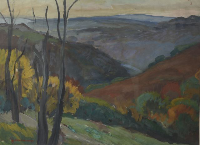 Null 路易斯-拉莱曼（1891-1959）。

阿登地区的景观。

水粉画，左下角有签名。

高度：36厘米。36 cm - 宽度: 50 cm

用镀金的&hellip;