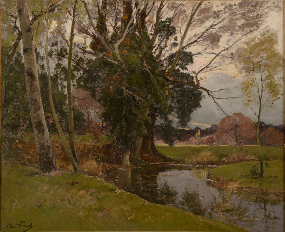 Null 保罗-勒科姆特（1842-1901）。

草地上的河流。

布面油画，左下角有签名（内衬）。高度：54厘米。54 cm - 宽度 : 65 cm

重&hellip;