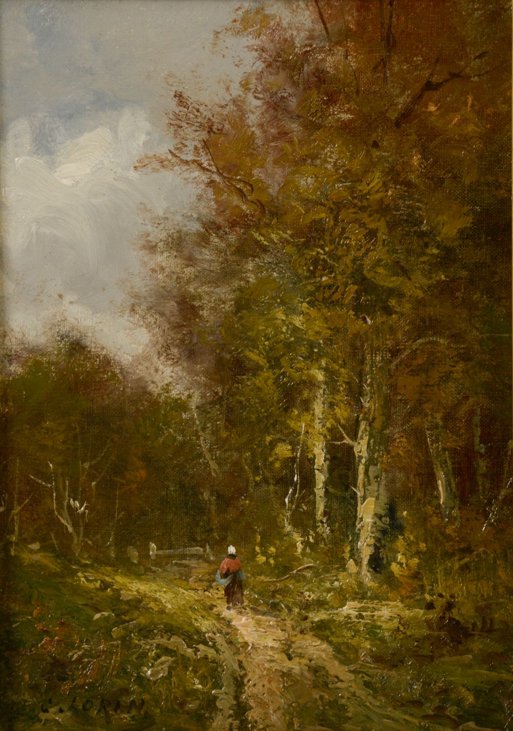 Null C. LORIN (1815-1882).

Woman on a path.

Oil on canvas signed lower left (t&hellip;