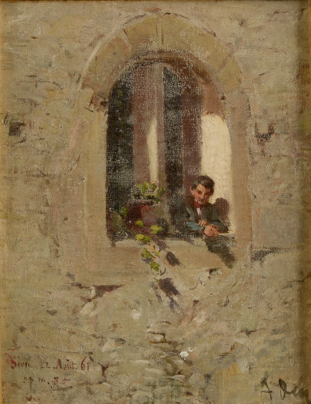 Null French school of the 19th century.

Personage at the window.

Oil on canvas&hellip;