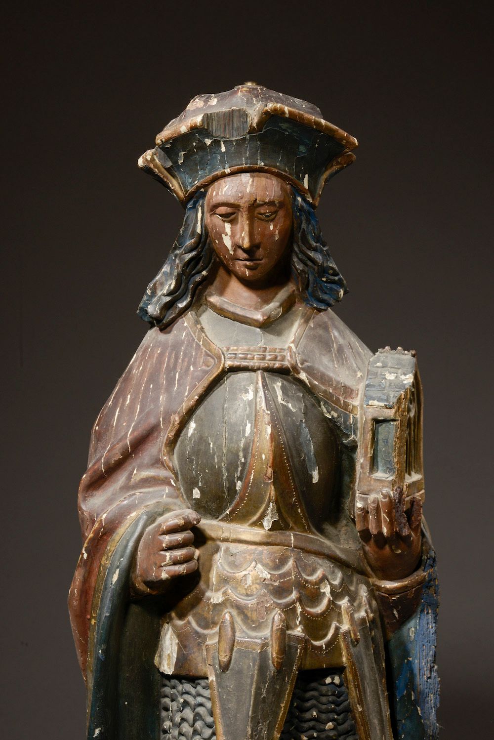 Null 
Der Heilige Victor (?) aus geschnitzter und polychromierter Eiche mit Gold&hellip;