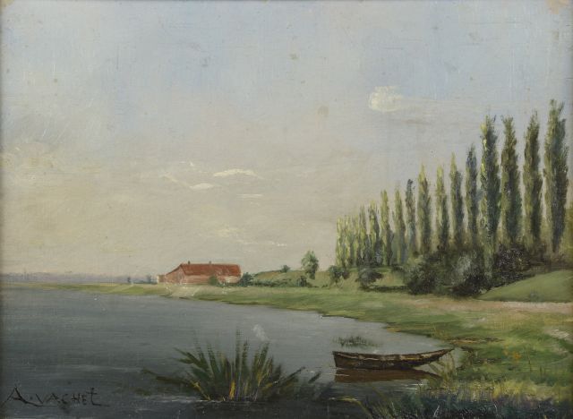 Null A. VACHET (siglo XX). 

Paisaje con un lago.

Óleo sobre lienzo firmado aba&hellip;