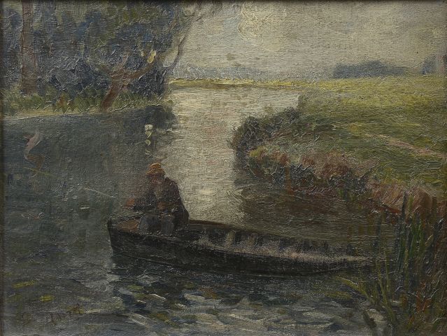 Null 乔治，人称Géo MARESTE（1875-1940）。

垂钓者在Poitevin沼泽地。

左下角有签名的面板油画。

高度：27.5厘米。27.&hellip;