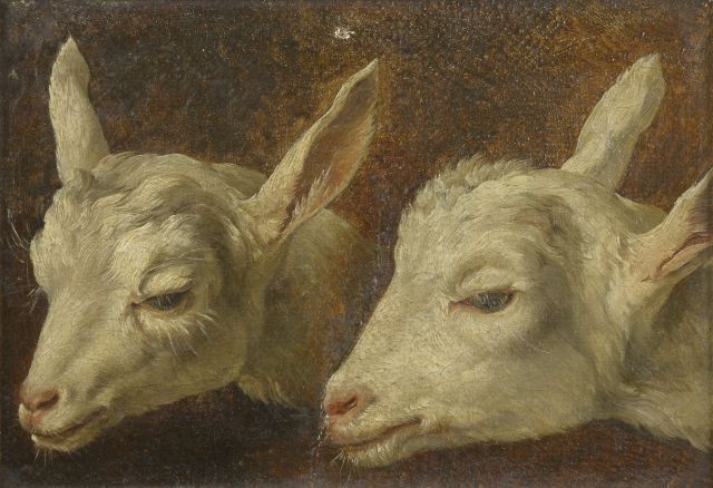 Null 19世纪的学校。

两头羊。

布面油画（顶部有小孔，略有缺料）。

高度：18厘米。18 cm - 宽度： 24 cm