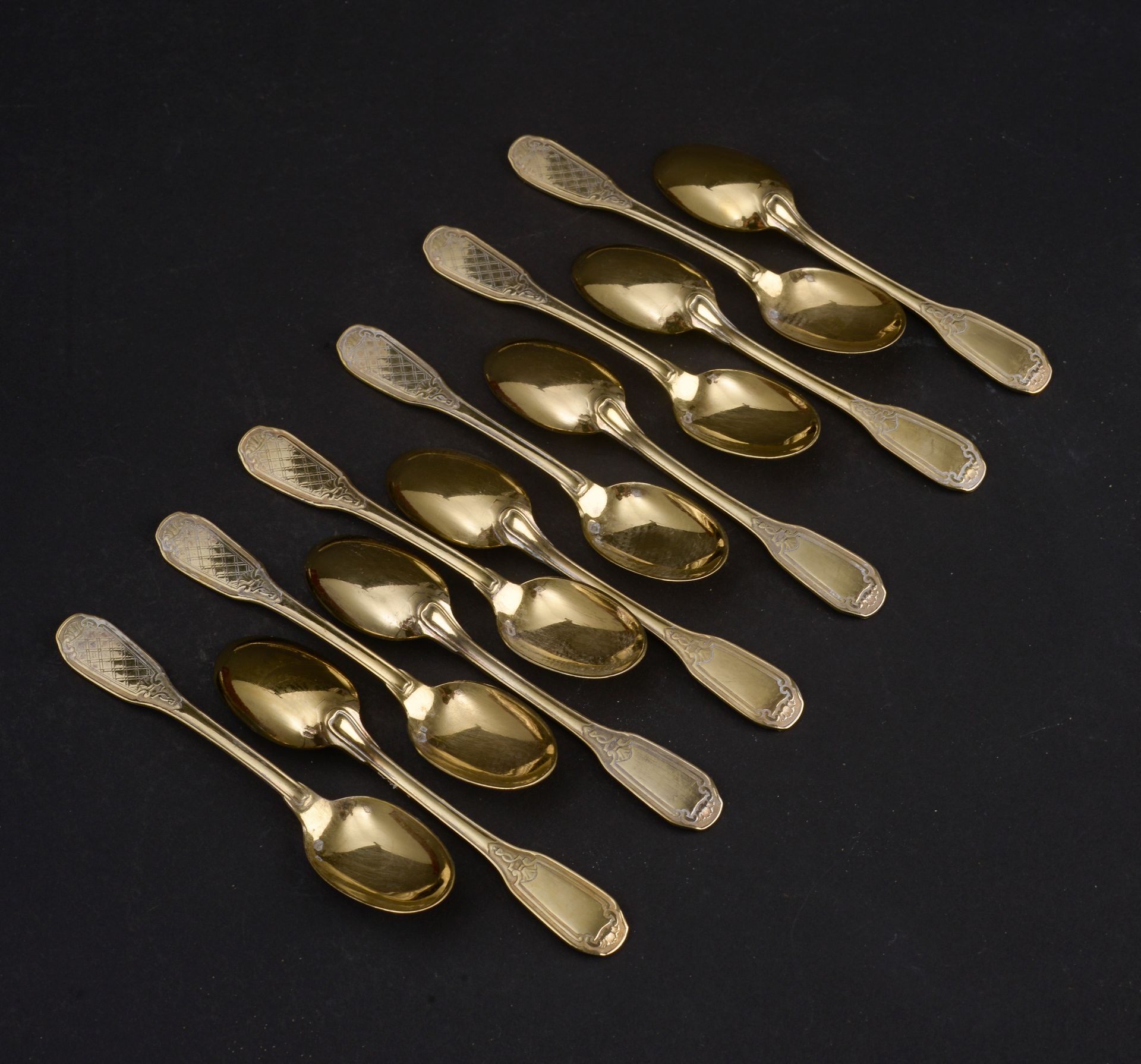 Null Twelve vermeil moka spoons, shell net model, the reverse side of the spatul&hellip;