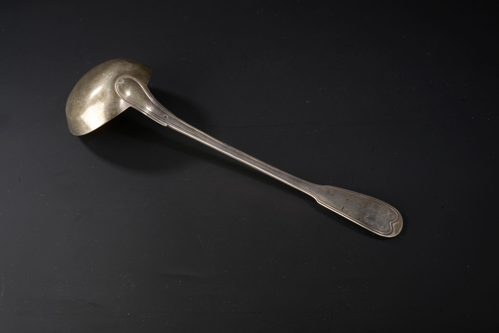 Null Silver ladle, the handle monogrammed (shocks). 

Marked : Minerve - Weight &hellip;