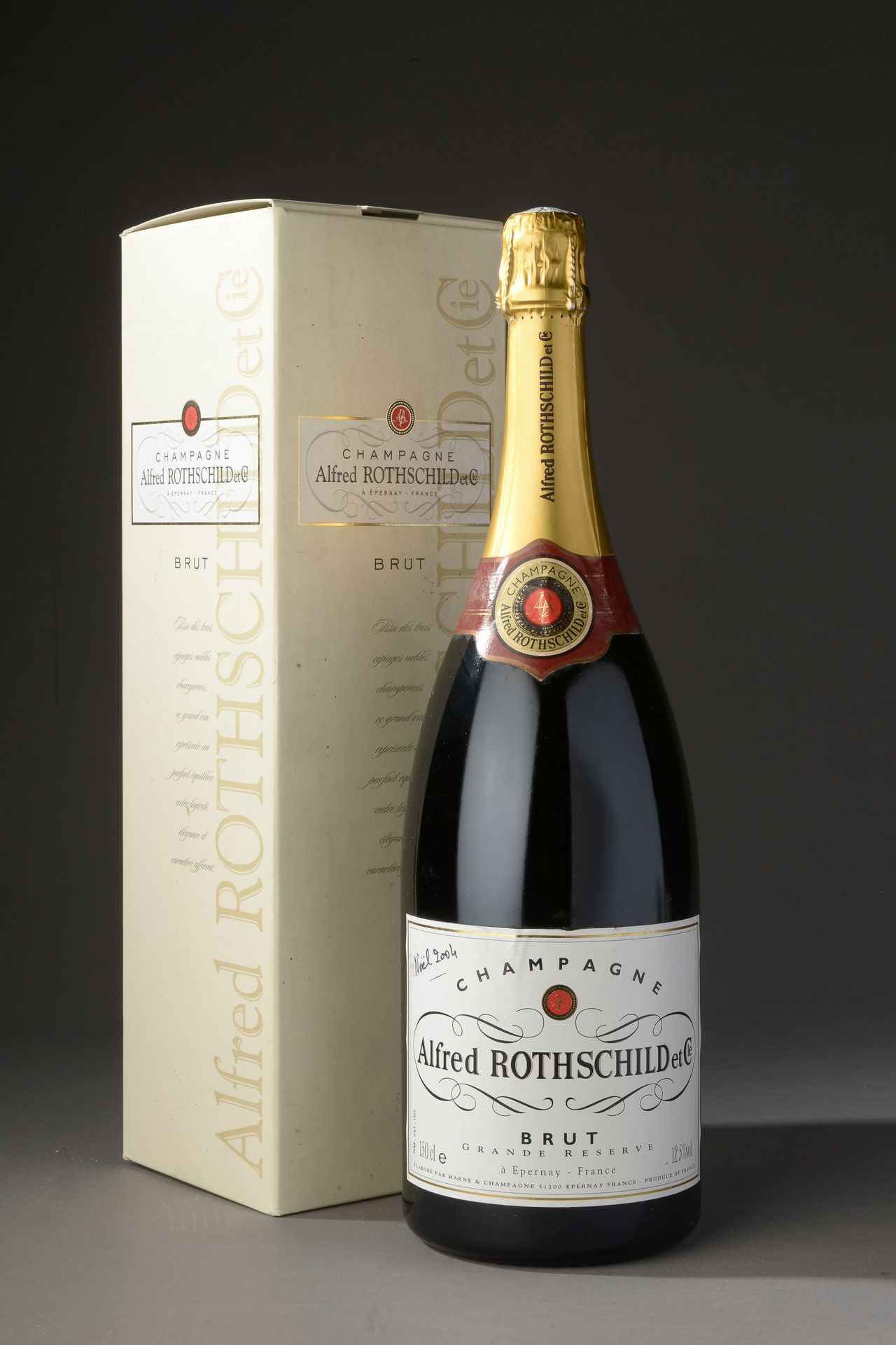 Null 1 magnum CHAMPAGNE A. Rothschild (inscripción manuscrita Navidad 2004)