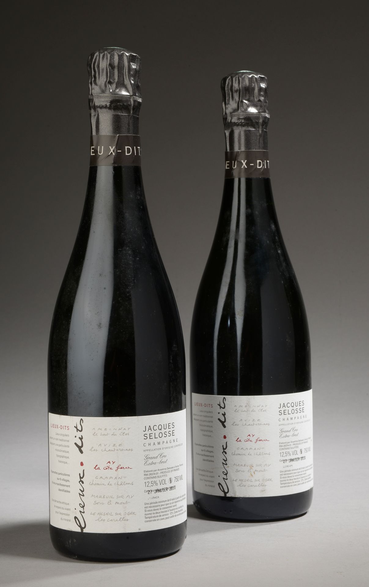 Null 2 botellas de CHAMPAGNE "Lieux-dits", Jacques Selosse (Aÿ La Côte Faron, Gr&hellip;