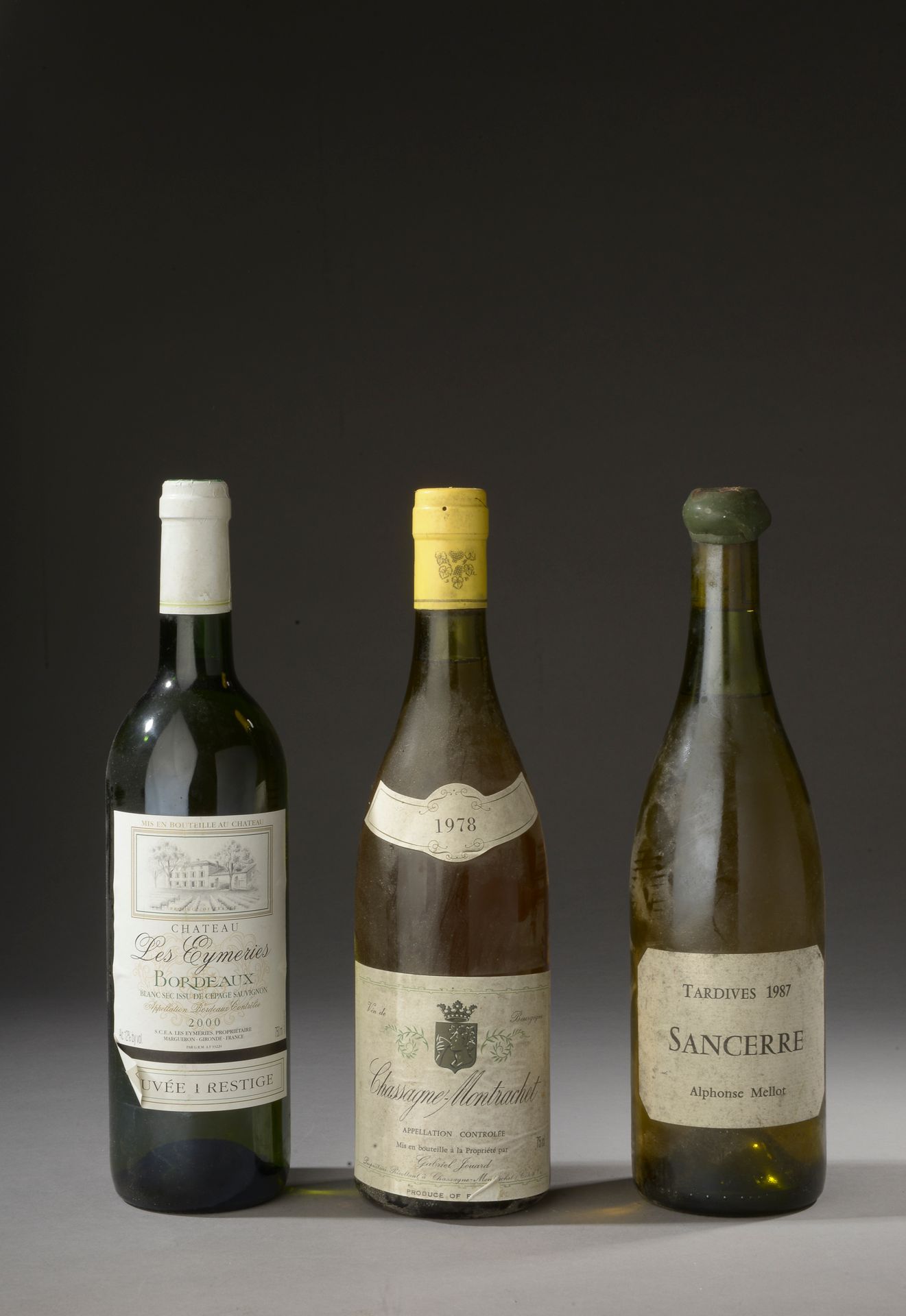 Null 3 bouteilles VIN BLANC (1 Sancerre "Tardive" 1987 Alphonse Mellot, 1 Chassa&hellip;