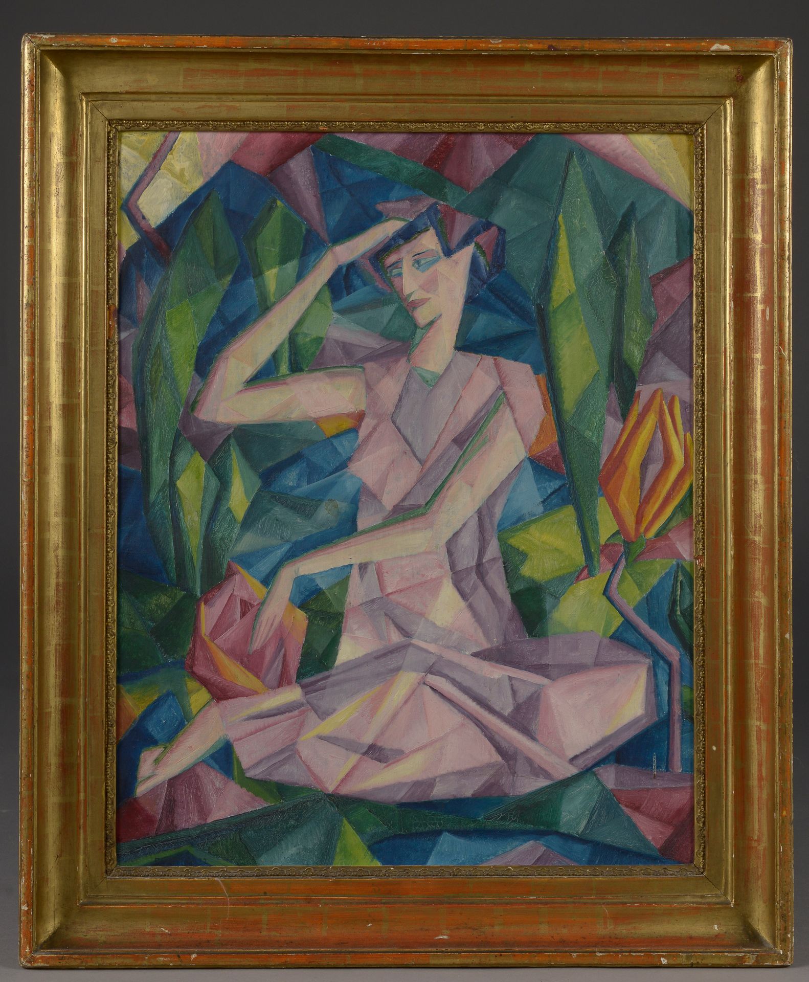 Null Maximilien REINITZ (1872-1935).

Femme assise cubisante, sur fond vert. 

H&hellip;