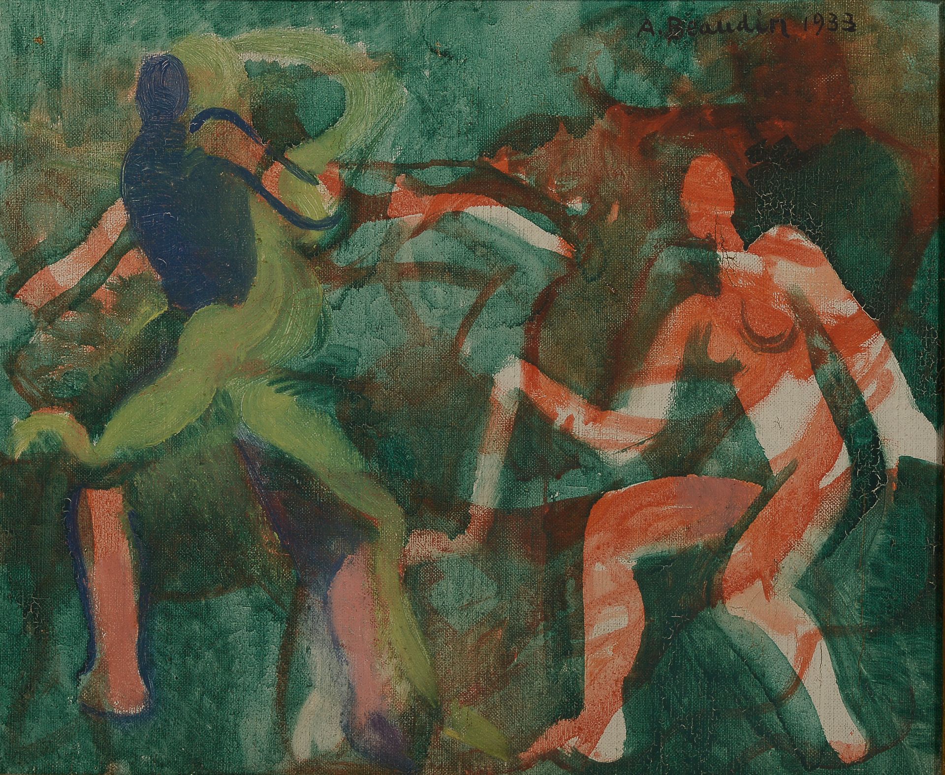 Null André́ BEAUDIN（1895-1979）。

"飞行"。

布面油画，右上方有签名和日期1933年，背面有标题（裂缝）。

高度：38.5厘&hellip;