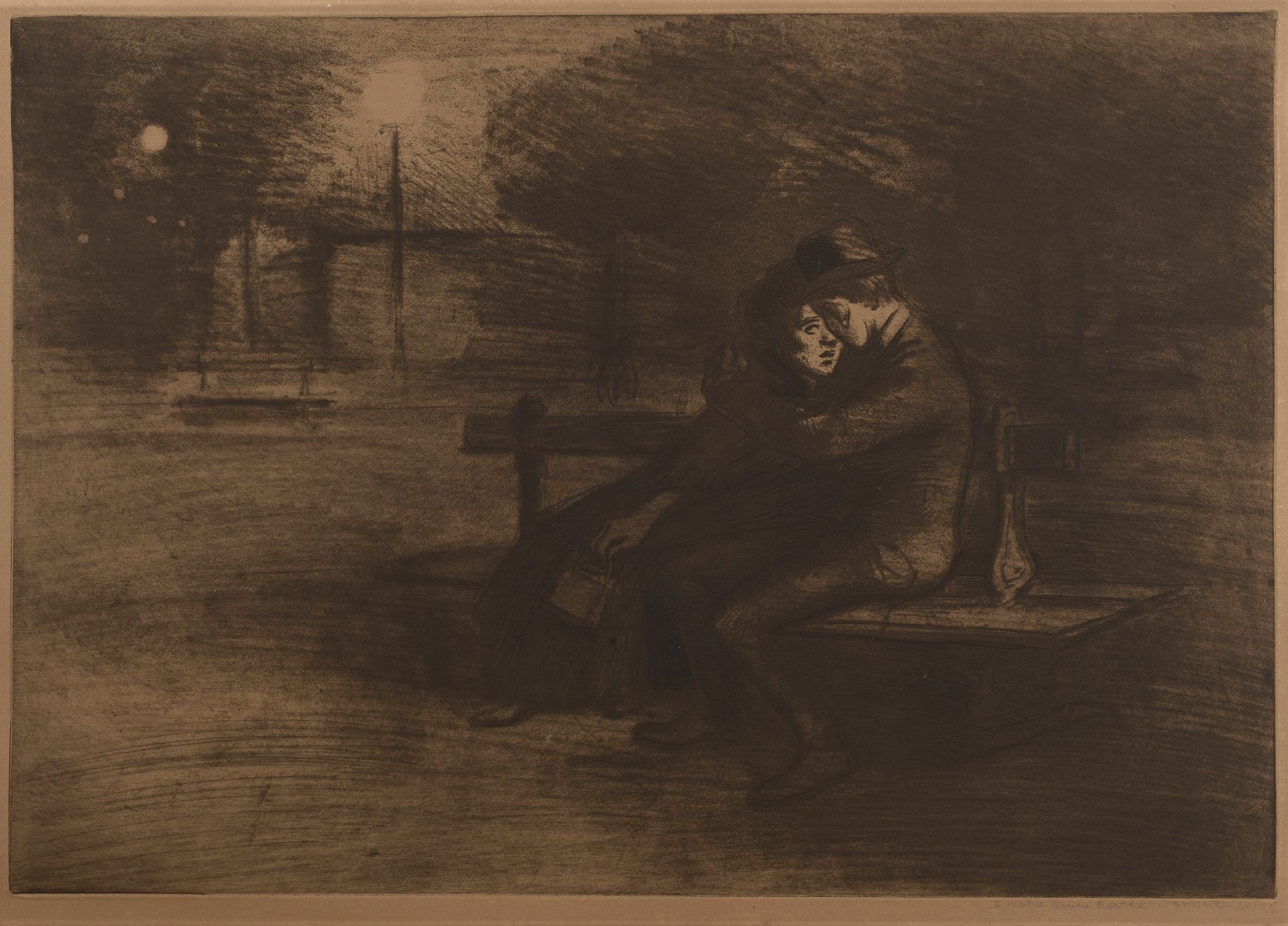 Null Théophile Alexandre STEINLEN (1859-1923).

Amoureux sur un banc. 

Eau-fort&hellip;