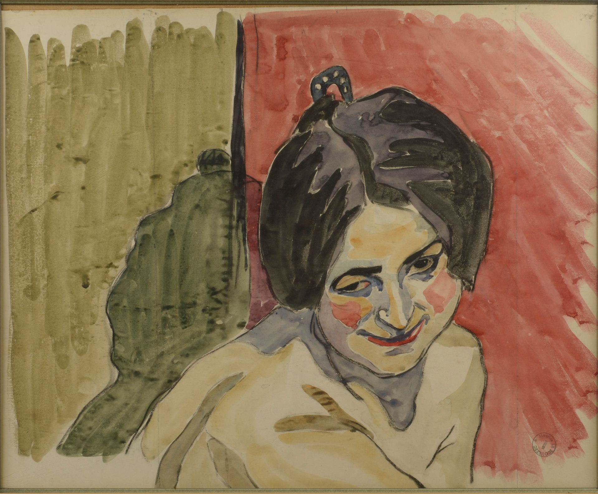 Null Maurice LE SCOUÉZEC (1881-1940).

Portrait de femme aux cheveux noirs sur f&hellip;