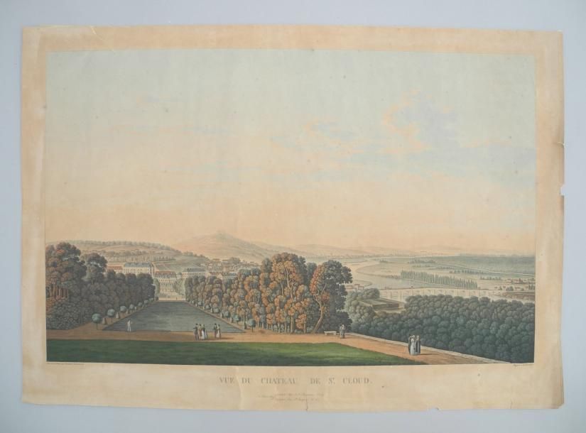 DEROY, milieu du XIXe siècle «Palais et Parc de St-Cloud» Lithographie (piqûres)&hellip;