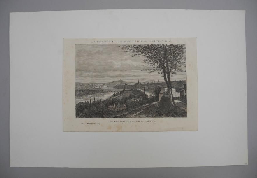 Null Ensemble de trois LITHOGRAPHIES sur le Château de St-Cloud: d'après Eugène &hellip;