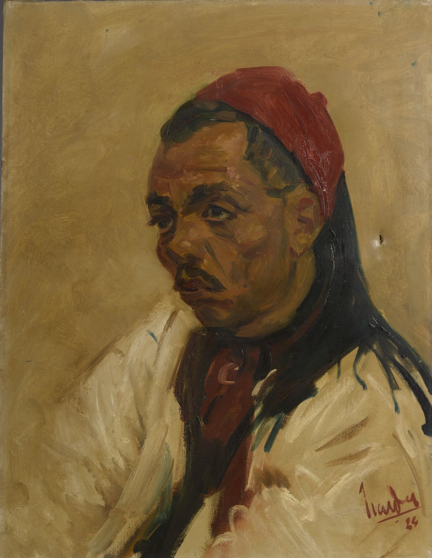 Null Schule des 20. Jahrhunderts. 

Porträt eines Mannes

Öl auf Leinwand, trägt&hellip;