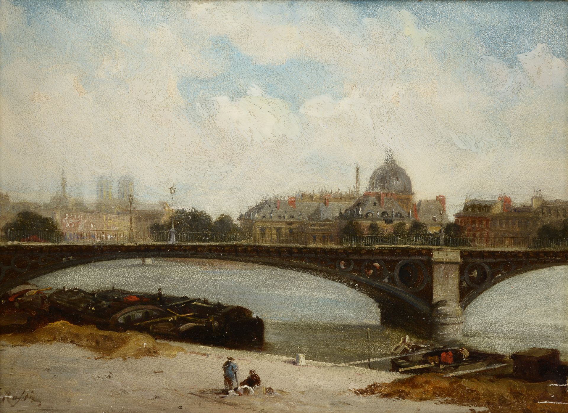 Null Scuola francese della fine del XIX secolo.
Il ponte del Carrousel.
Olio su &hellip;