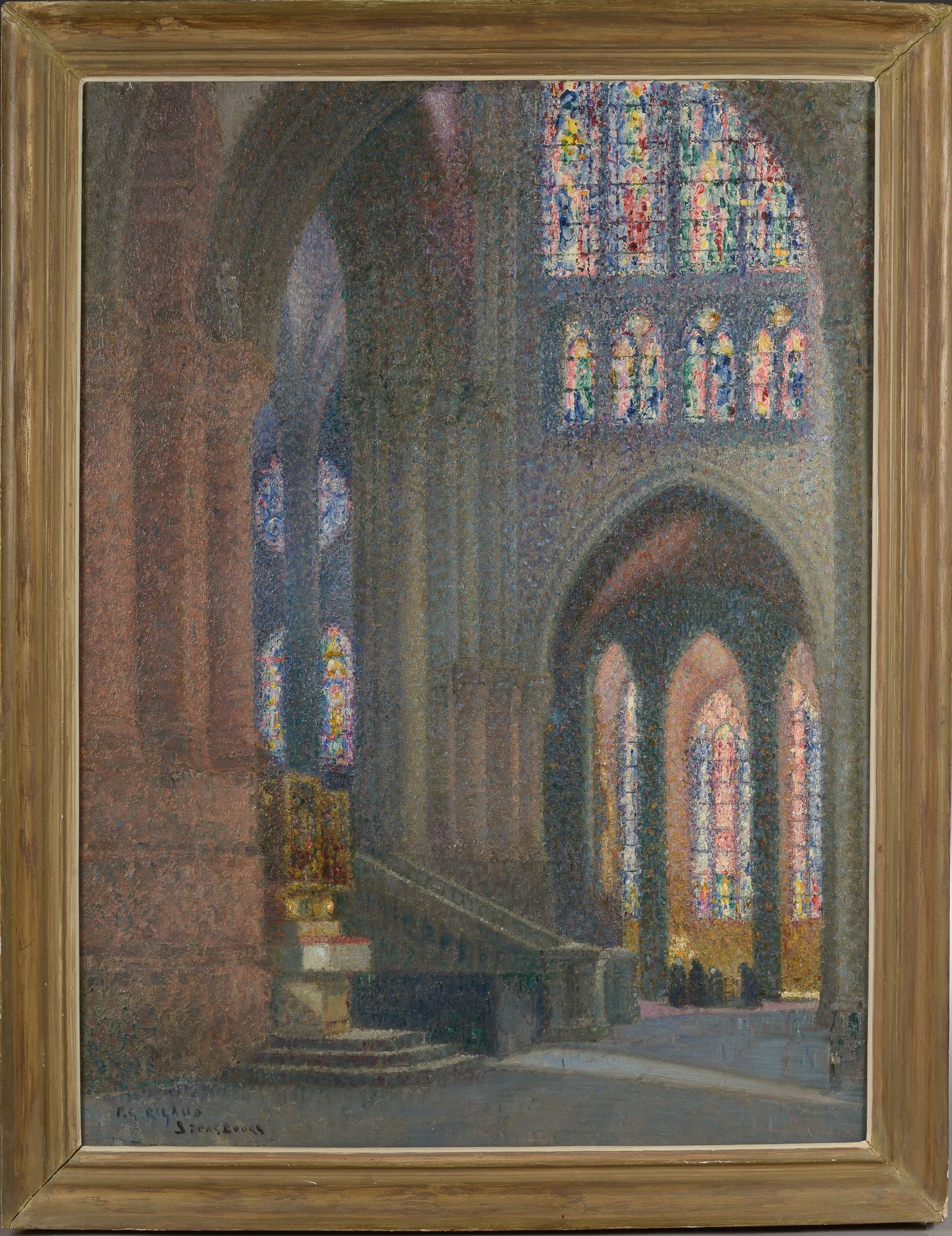 Null 皮埃尔-加斯顿-里高德（Pierre Gaston RIGAUD）（波尔多，1874-巴黎，1939）。
斯特拉斯堡大教堂的内部。
画布上的油画，左下&hellip;