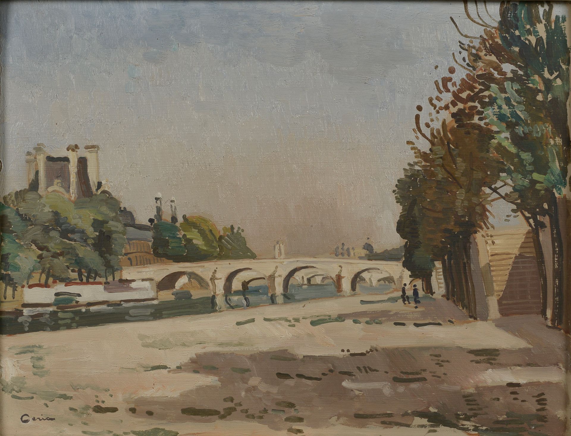 Null Edmond CÉRIA (Évian, 1884 - Paris, 1955).
Der Pont Royal in Paris.
Öl auf T&hellip;
