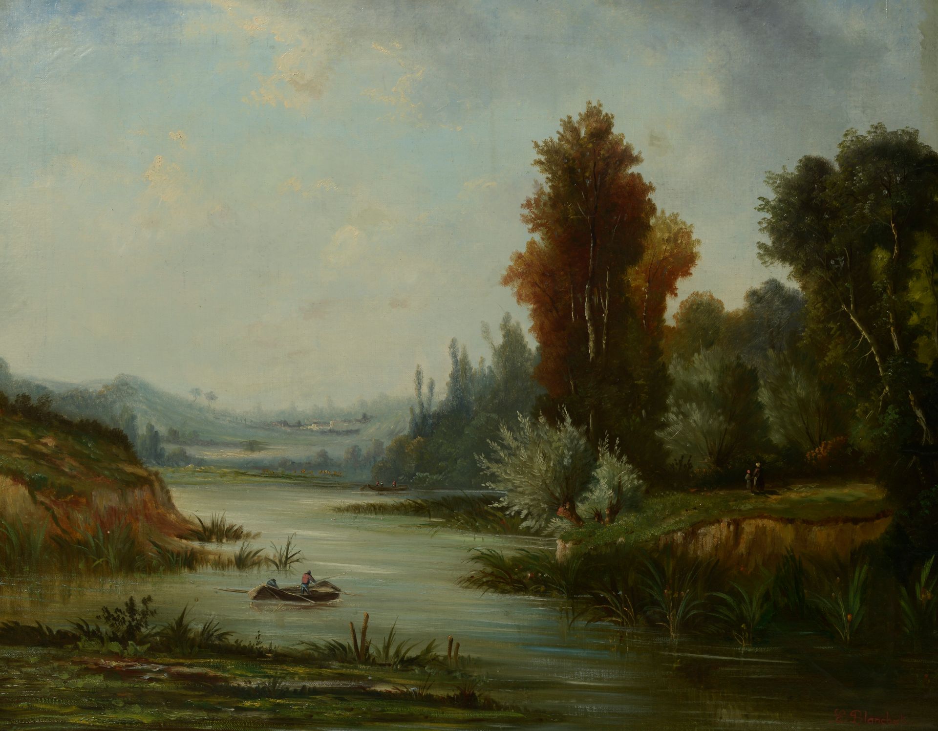 Null E. BLANCHET (19. Jahrhundert).
Landschaften an den Seen. 
Zwei Öl auf Leinw&hellip;