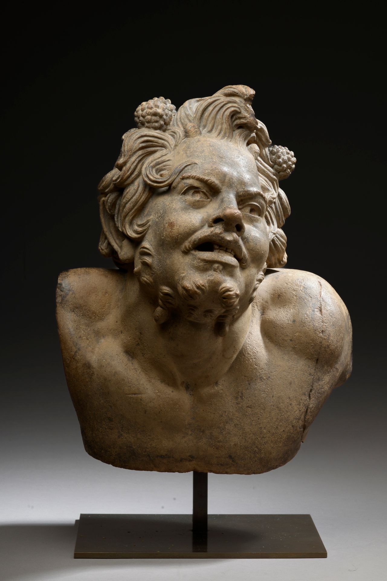 Null French school of the second half of the 19th century.
Bust of a satyr. 
Ter&hellip;