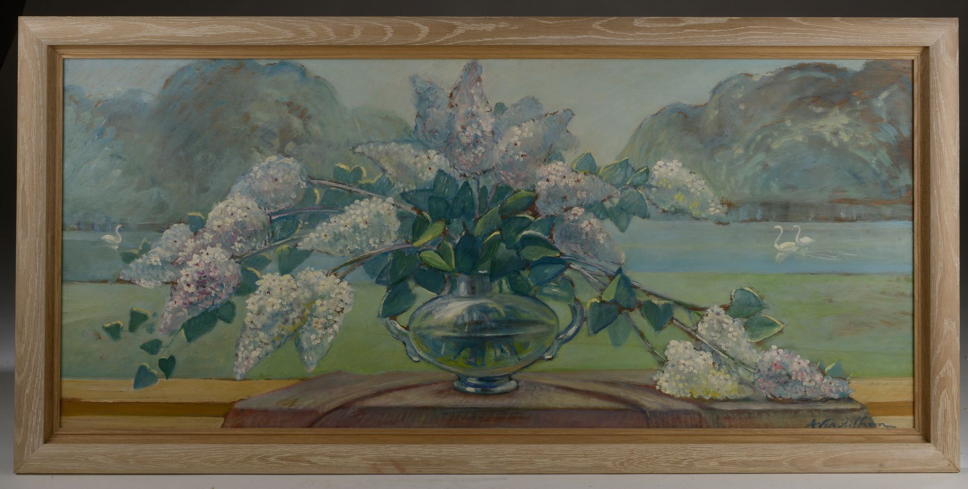 Null André VERDILHAN (1881 - 1963).
Bouquet de lilas devant une fenêtre donnant &hellip;