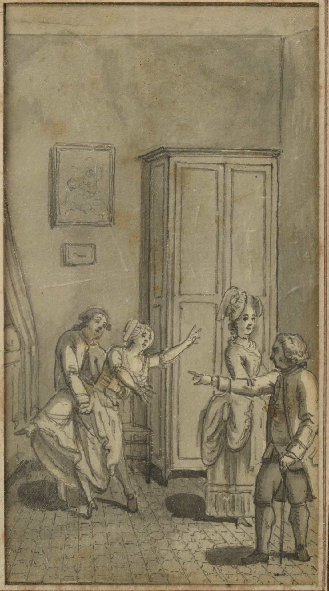 Null Ecole française du XVIIIe siècle. 

Scène galante. 

Crayon, encre et lavis&hellip;