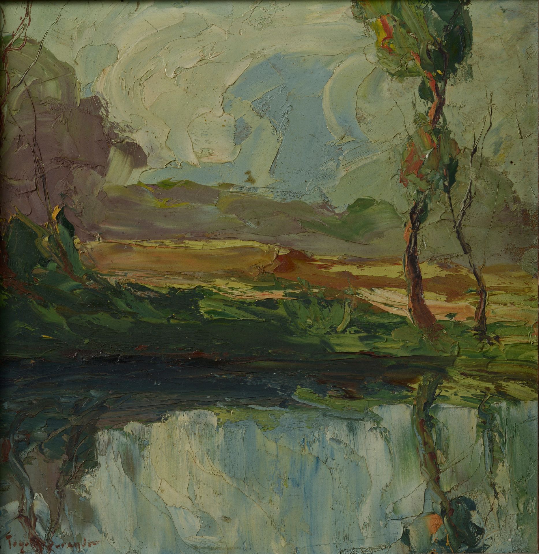 Null Richard DURANDO-TOGO (1910-?).

Paysage à la rivière.

Huile sur panneau si&hellip;