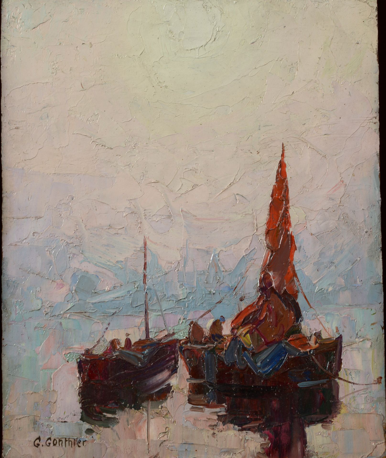 Null 乔治-贡蒂埃（1886-1969）。

船只。

左下角有签名的面板油画。

高度：27厘米27 cm - 宽度： 22 cm