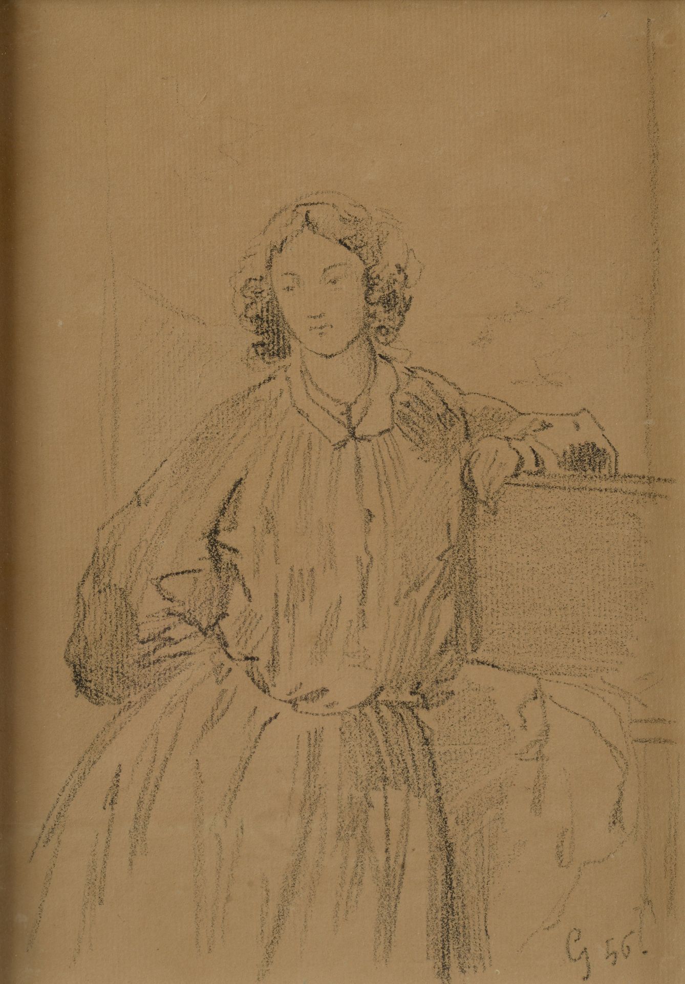 Null Ecole Française du XIXe siècle.

Portrait de femme.

Fusain sur papier verg&hellip;