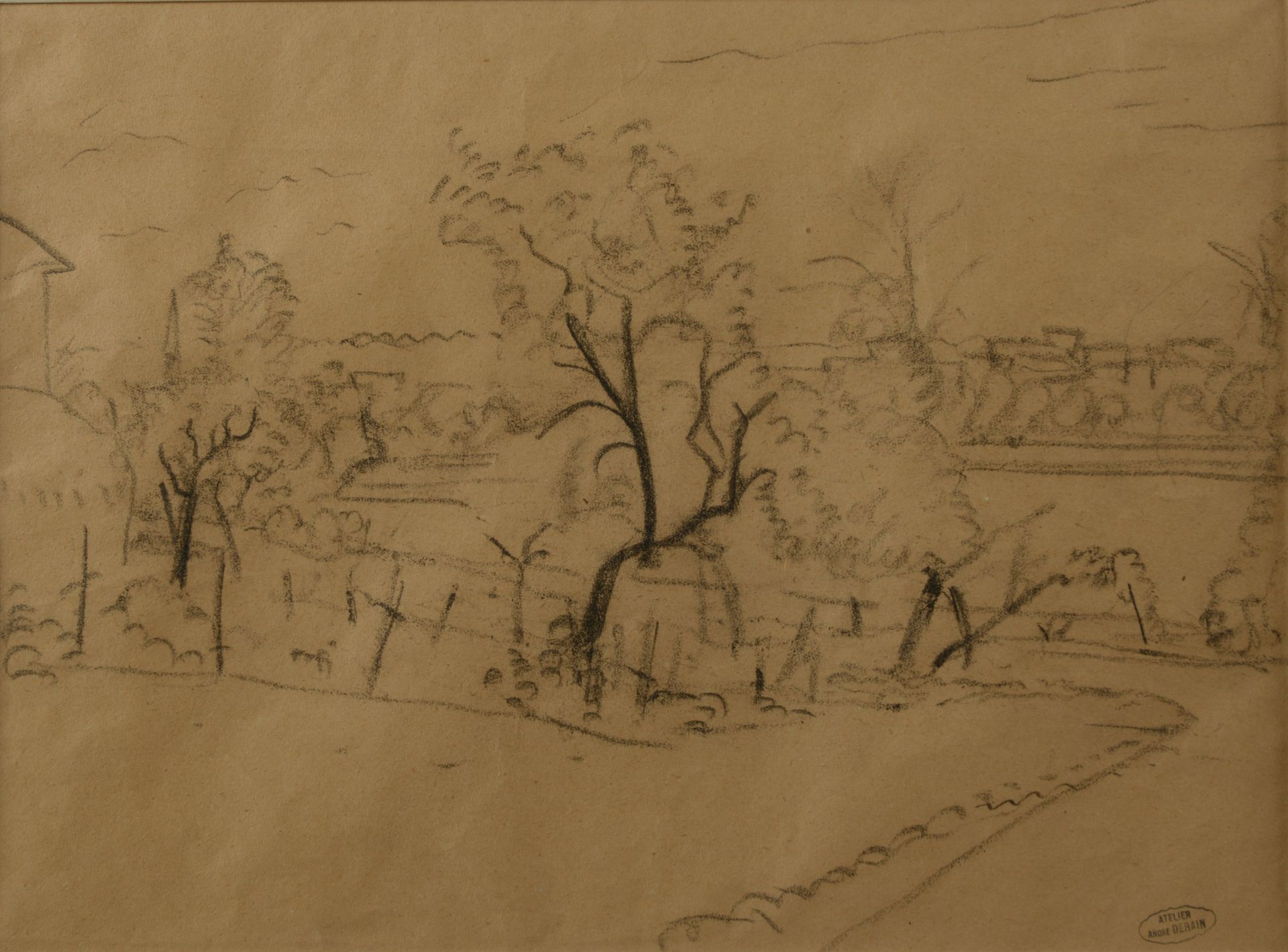 Null 安德烈-德兰（1880-1954）。

景观。

纸上炭笔，右下方有工作室印章。

高度：28厘米28 cm - 宽度： 38 cm

附上1962年&hellip;