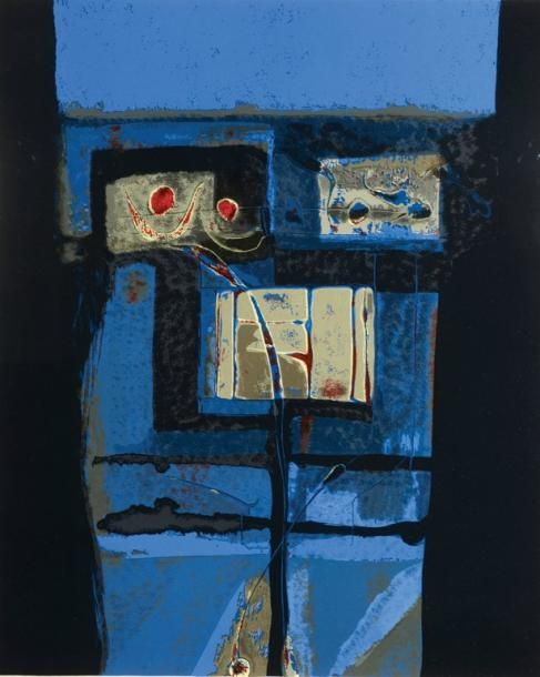 Roger DESCOMBES (La Chaux-de- Fonds, 1915 - Montana, 1979) Abstraction noire et &hellip;