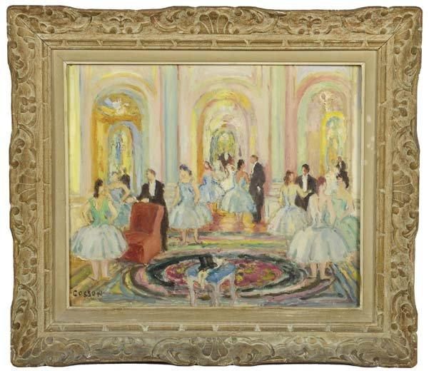 Marcel COSSON (Bordeaux, 1878 - Paris, 1956) Scène de bal Huile sur toile, signé&hellip;