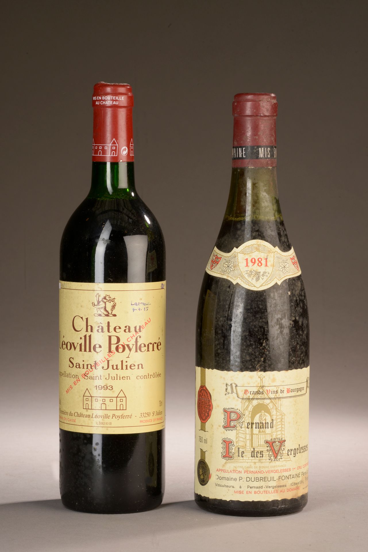 Null 2 bouteilles DIVERS (1 Ch. Léoville Poyferré 1993 et, TLB; 1 Dom. P. Dubreu&hellip;