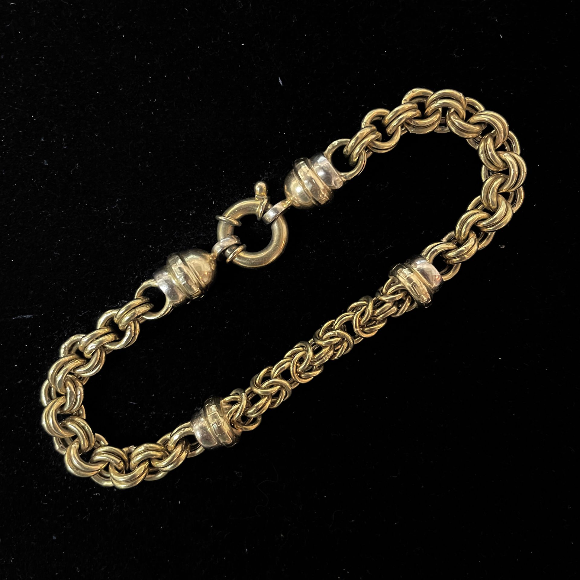 Null Yellow gold bracelet 18k alternating double mesh forçat and royal mesh, the&hellip;