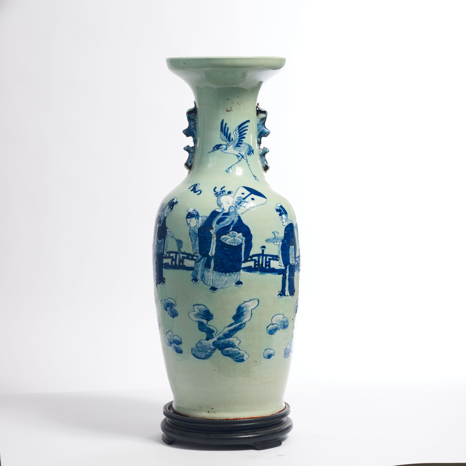 Null CINA.
Grande vaso a balaustro a collo svasato in porcellana decorato in blu&hellip;