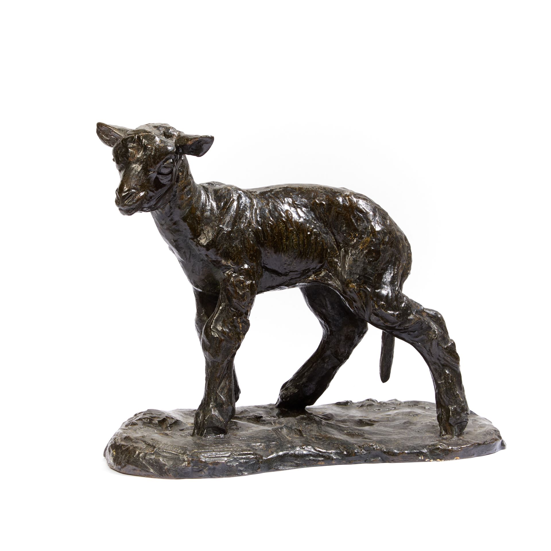 Null 让娜-皮法（Jeanne PIFFARD，1892-1971 年）。
羔羊的第一步。
青铜器，露台上有签名。
约 1937 年。
高度：23 厘米23&hellip;