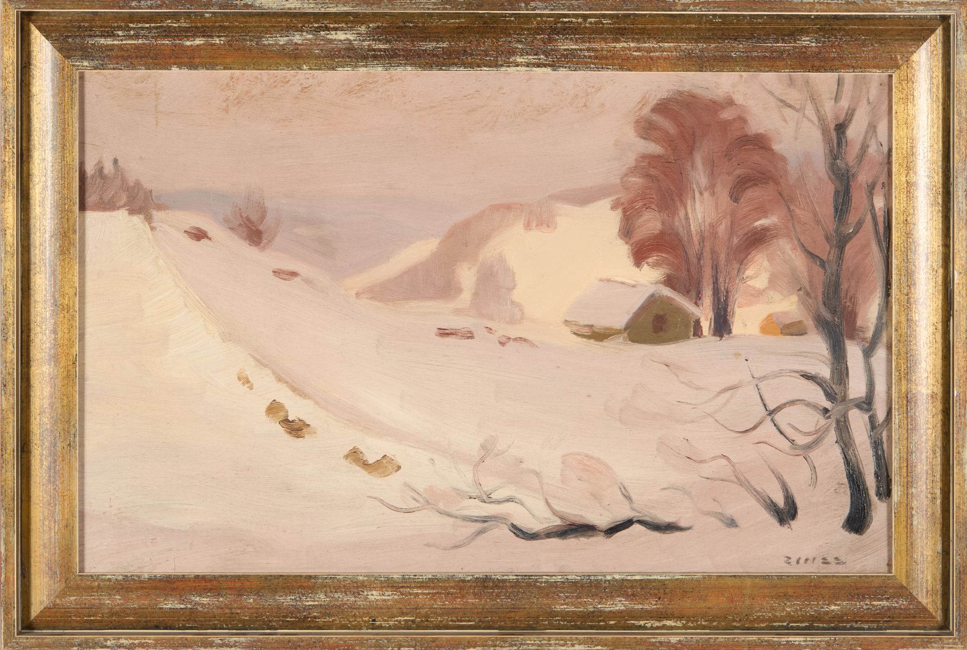 Null Jules Emile ZINGG (1882-1942).
"Paysage de neige en Franche-Comté".
Huile s&hellip;