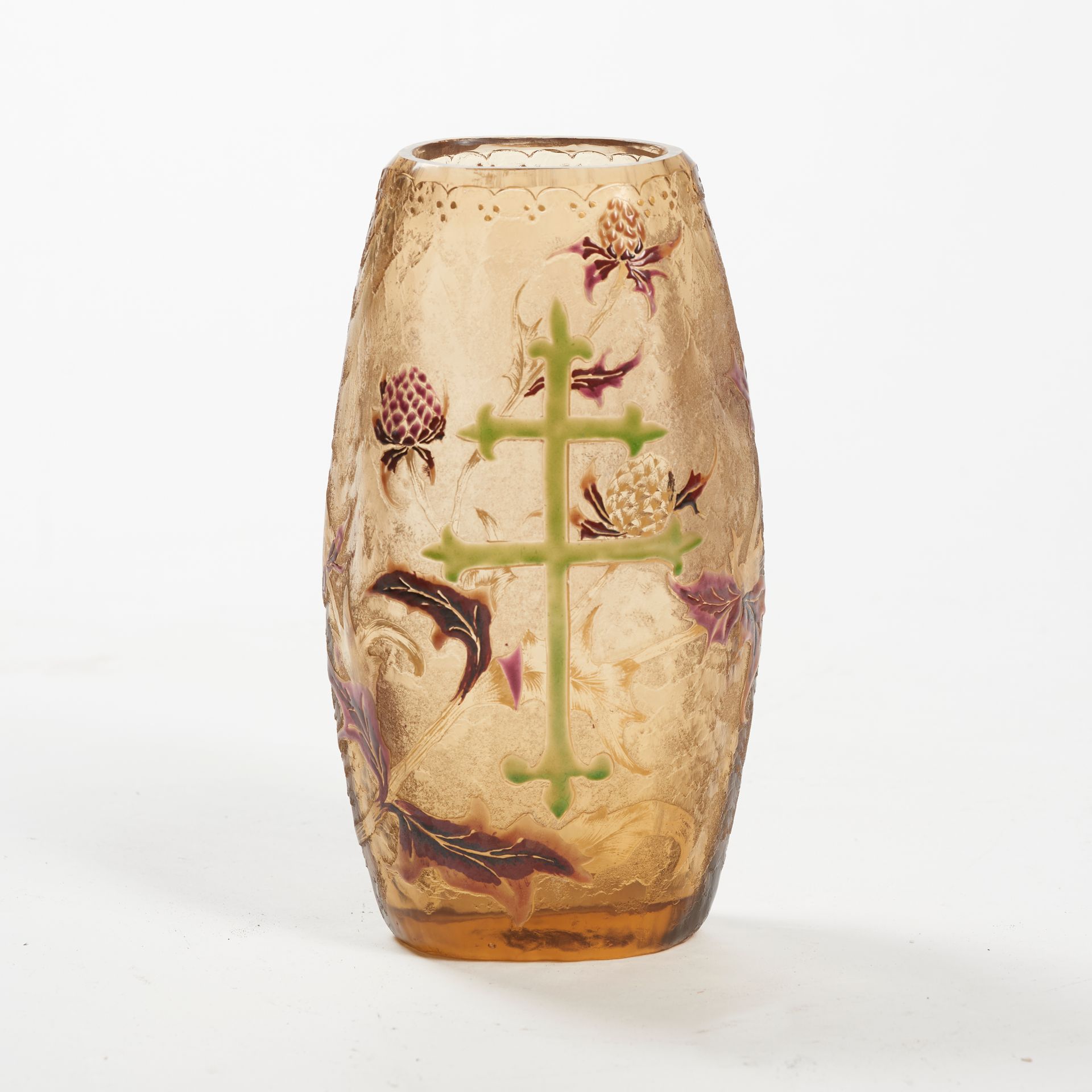 Null Emile GALLE (1846-1904). 

Hexagonal-bodied ovoid vase in amber glass with &hellip;
