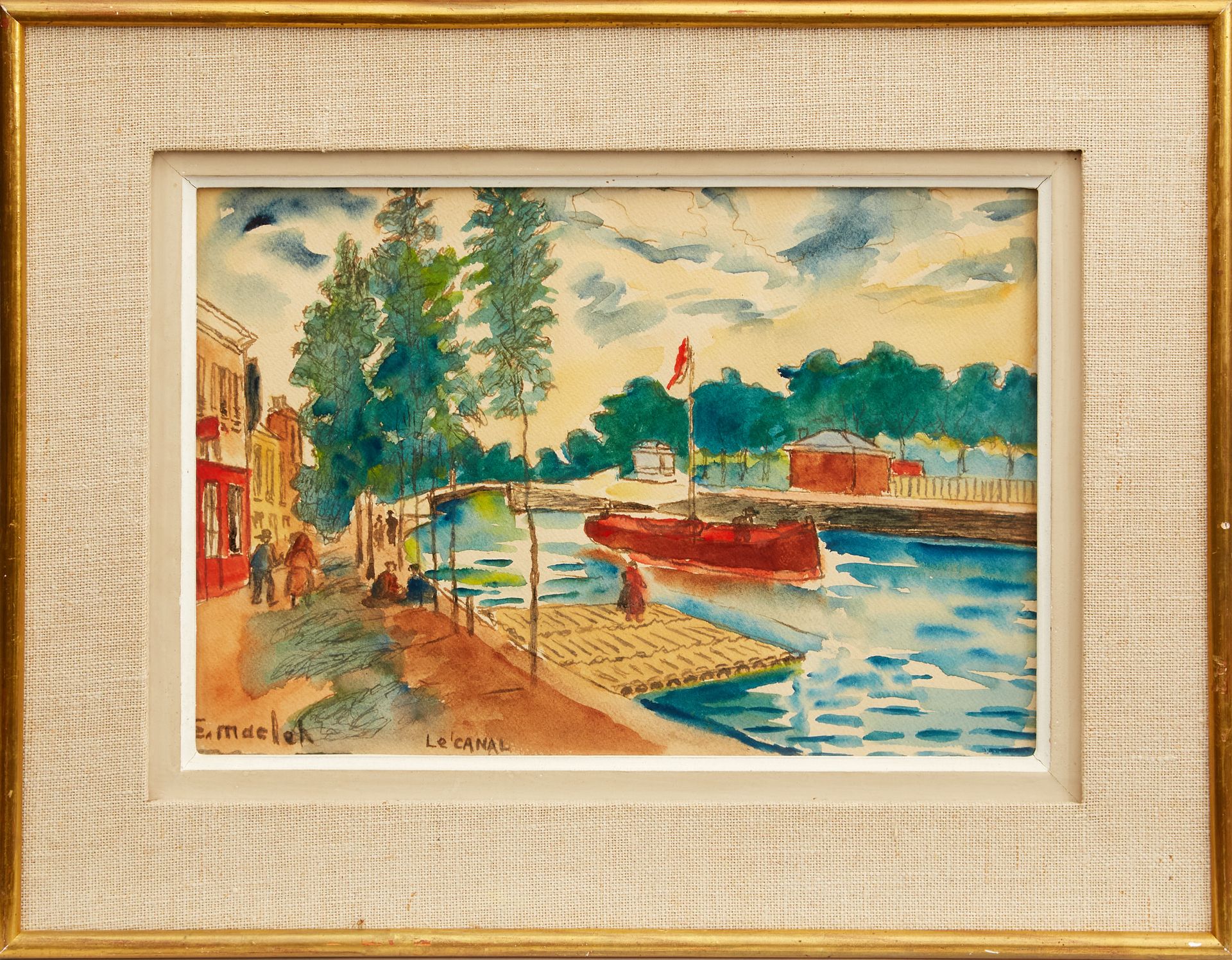 Null Elisée MACLET (1881-1962). 

Le Canal. 

Aquarelle signée et titrée en bas &hellip;