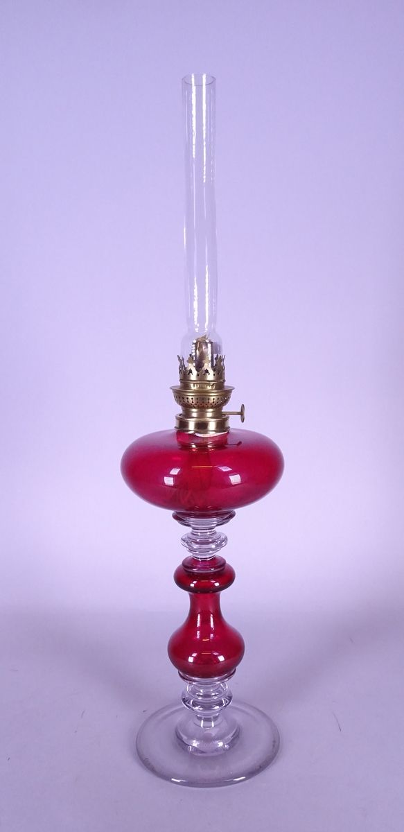 Null Verrerie: Lampe à pétrole Brenner Kosmos en verre soufflé rouge/incolore Vi&hellip;