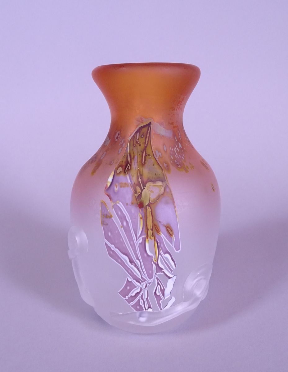 LELOUP Louis Glassware: painted glass vase 1983 85/150 signed *LELOUP L.* (Louis&hellip;