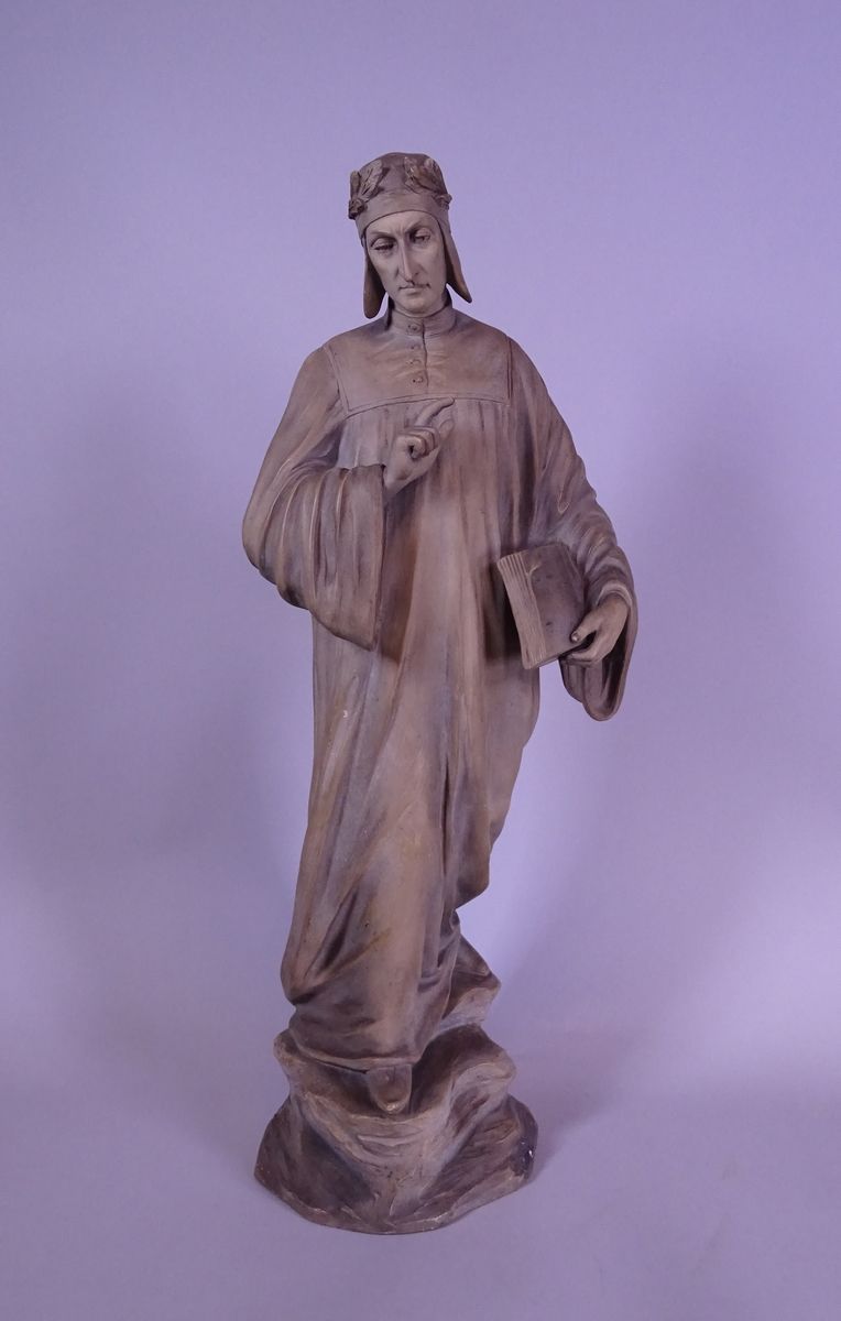 BALESTRA Pietro Escultura de terracota (astilla) -Dante- firmada y según *BALEST&hellip;