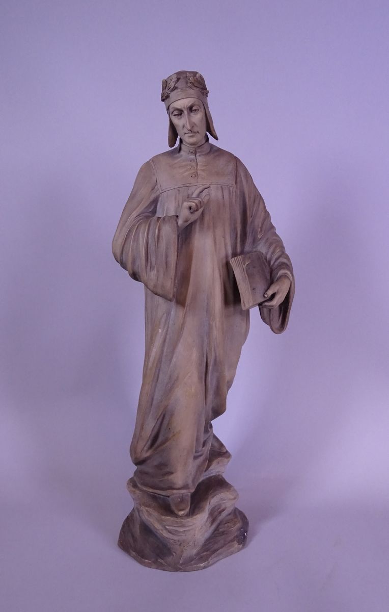 BALESTRA Pietro Scultura in terracotta (truciolo) -Dante- firmata e dopo *BALEST&hellip;