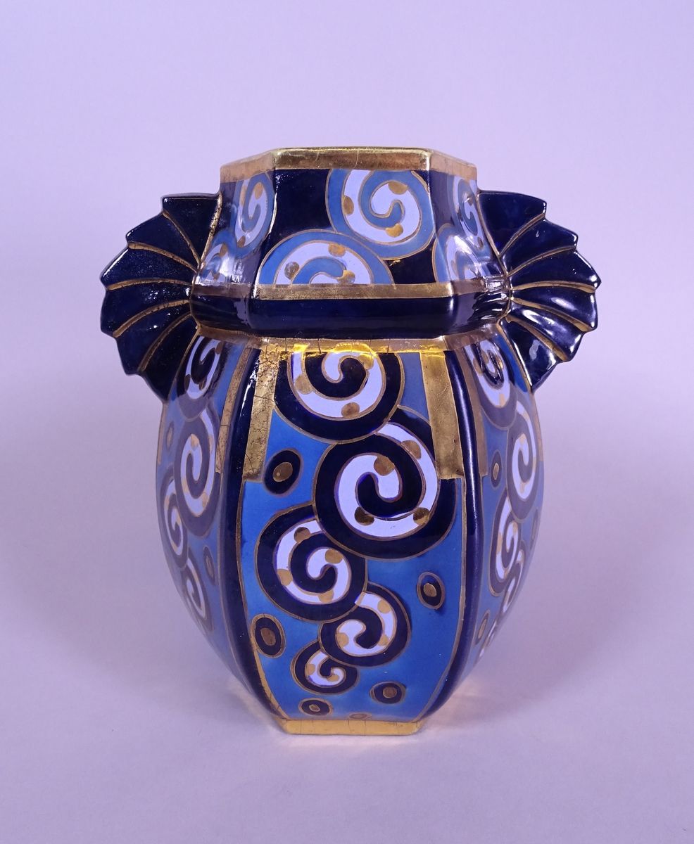 Null Ceramic Vase Art Deco in fine earthenware CERABELGA (defired) H:23cm