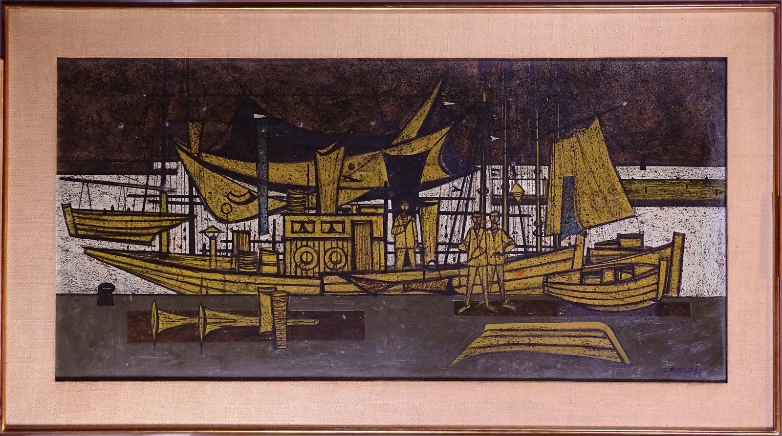 CAMUS Gustave Pintura HST -El muelle silencioso- fechada en el reverso 1963 firm&hellip;