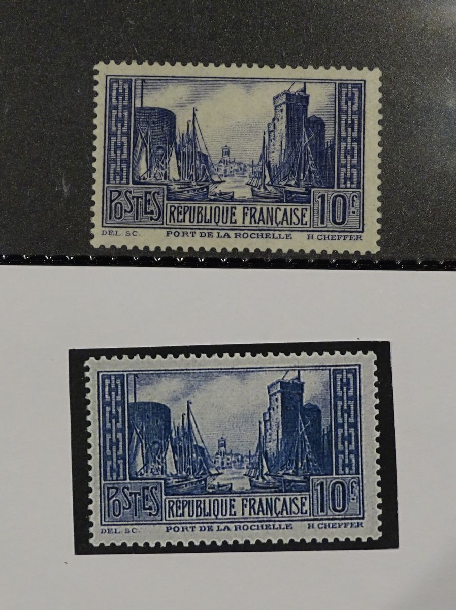 Null 
藏品：极好的法国邮票N°261C Y和T，口香糖完好无损，10F -la Rochelle--蓝色第三类薄荷，中心非常好，证书N°75/0来自Ber&hellip;